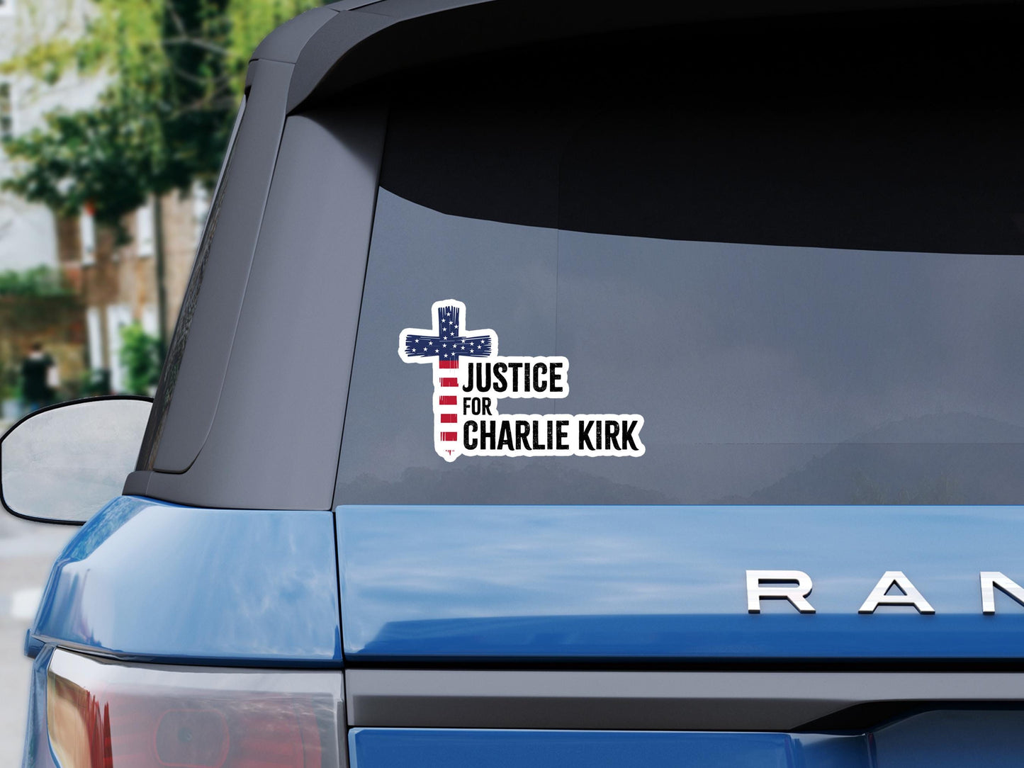 Justice for Charlie Kirk Sticker, Water Resistant, Republican Sticker, American Patriot Sticker