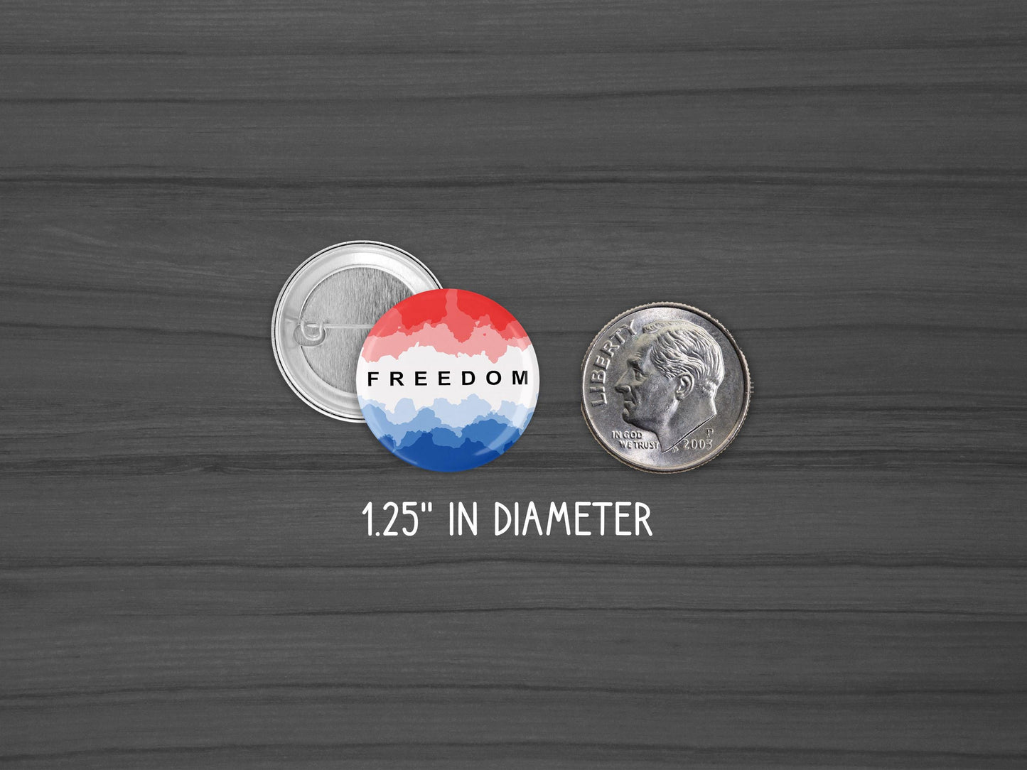 Freedom Charlie Kirk Pinback Button – Political Pin, Conservative Lapel Badge, 1.25" or 2.25"