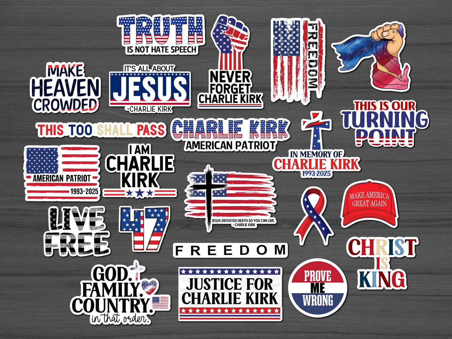 Freedom Sticker, Charlie Kirk, America Patriot Stickers, USA, True Patriot, Free Shipping