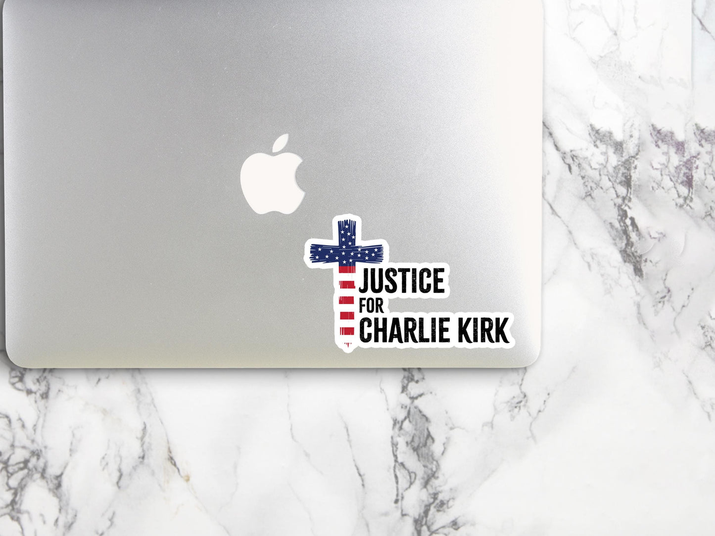 Justice for Charlie Kirk Sticker, Water Resistant, Republican Sticker, American Patriot Sticker